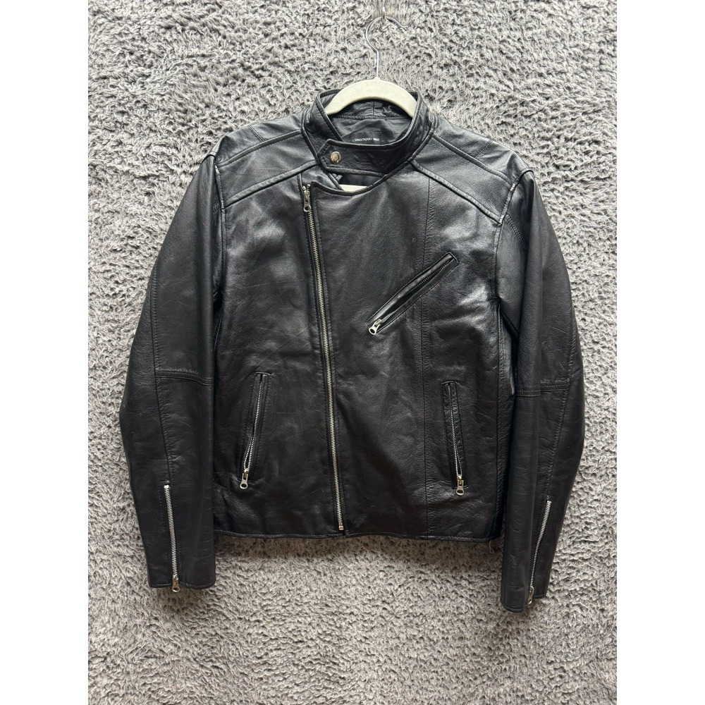 Shimokitazawa Ringo Full Zip Leather Bikers Jacket Black Women's Size L